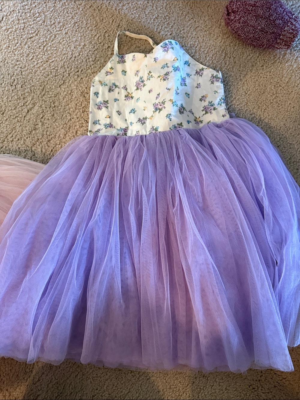 Floral Bodice Lavender Tulle Party Dress